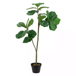 Trees & Topiaries>Kirklands Home Faux Fiddle Leaf Plant in Black Pot