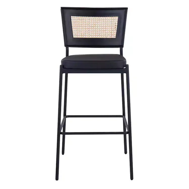 Kirklands Home Faux Leather and Rattan Bar Stools, Set of 2 Clearance
