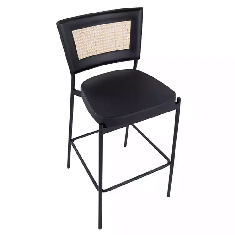Kirklands Home Faux Leather and Rattan Bar Stools, Set of 2 Clearance