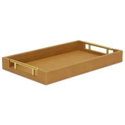 Decorative Trays>Kirklands Home Faux Leather Camel Tray Brown