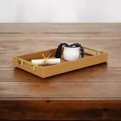 Decorative Trays>Kirklands Home Faux Leather Camel Tray Brown