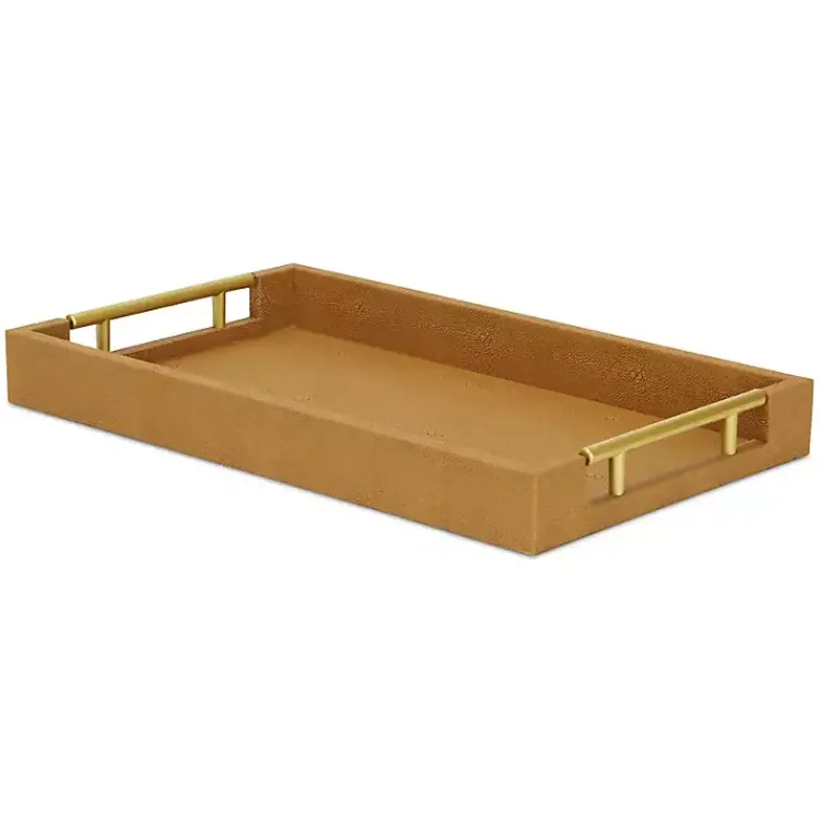 Decorative Trays>Kirklands Home Faux Leather Camel Tray Brown