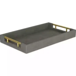 Decorative Trays>Kirklands Home Faux Leather Tray Gray