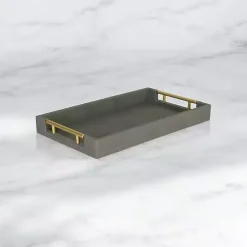 Decorative Trays>Kirklands Home Faux Leather Tray Gray