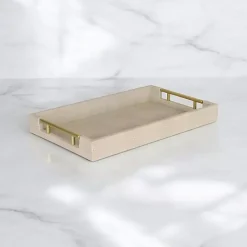Decorative Trays>Kirklands Home Faux Leather Ivory Tray Tan