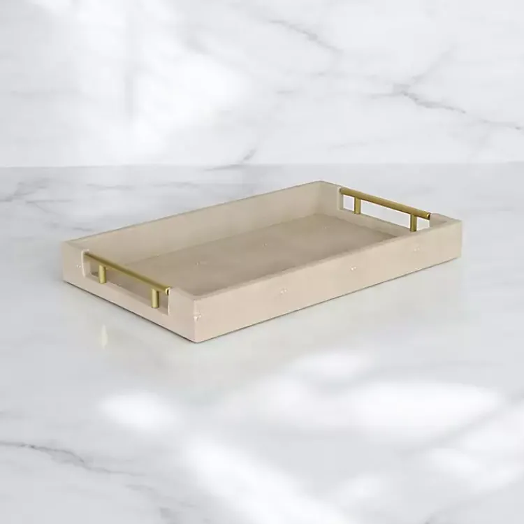 Decorative Trays>Kirklands Home Faux Leather Ivory Tray Tan