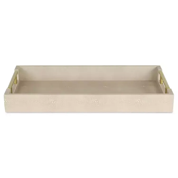 Decorative Trays>Kirklands Home Faux Leather Ivory Tray Tan