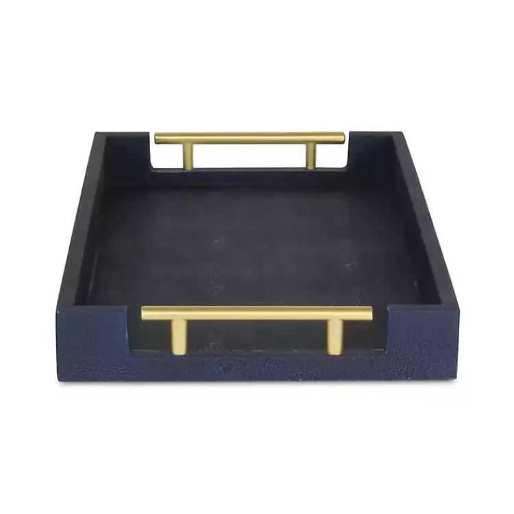Decorative Trays>Kirklands Home Faux Leather Navy Tray Blue