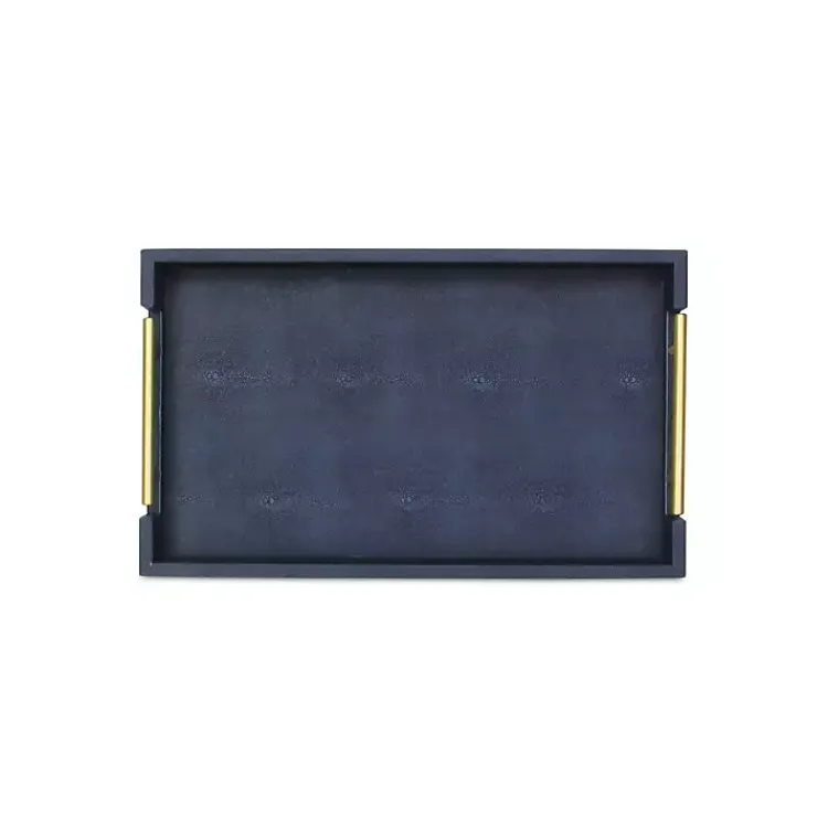 Decorative Trays>Kirklands Home Faux Leather Navy Tray Blue