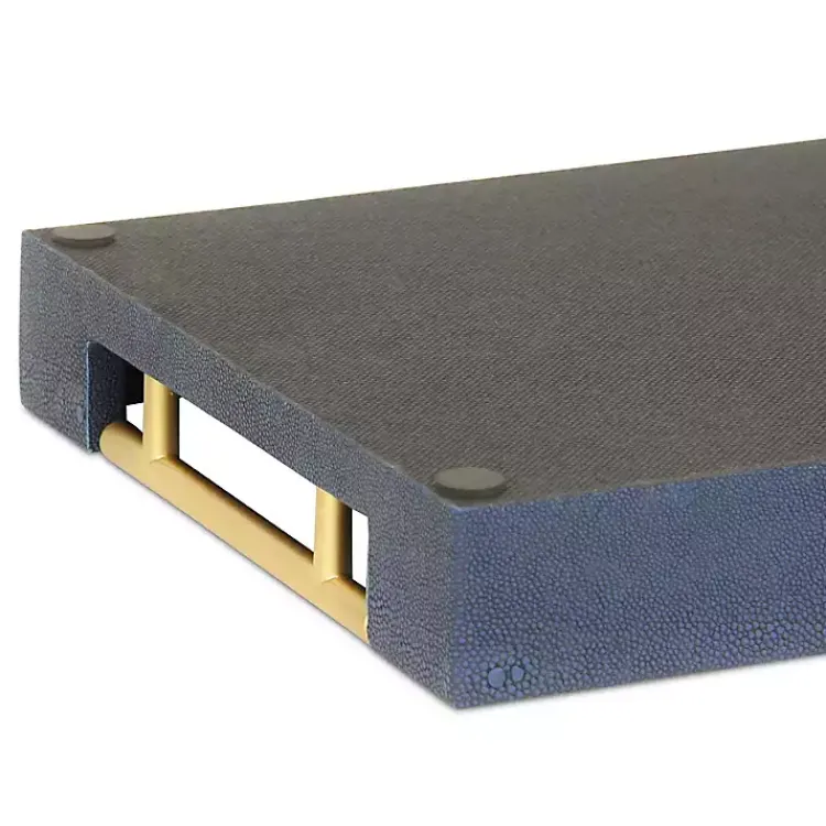 Decorative Trays>Kirklands Home Faux Leather Navy Tray Blue