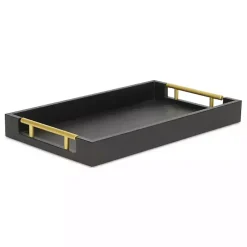 Decorative Trays>Kirklands Home Faux Leather Snakeskin Tray Black