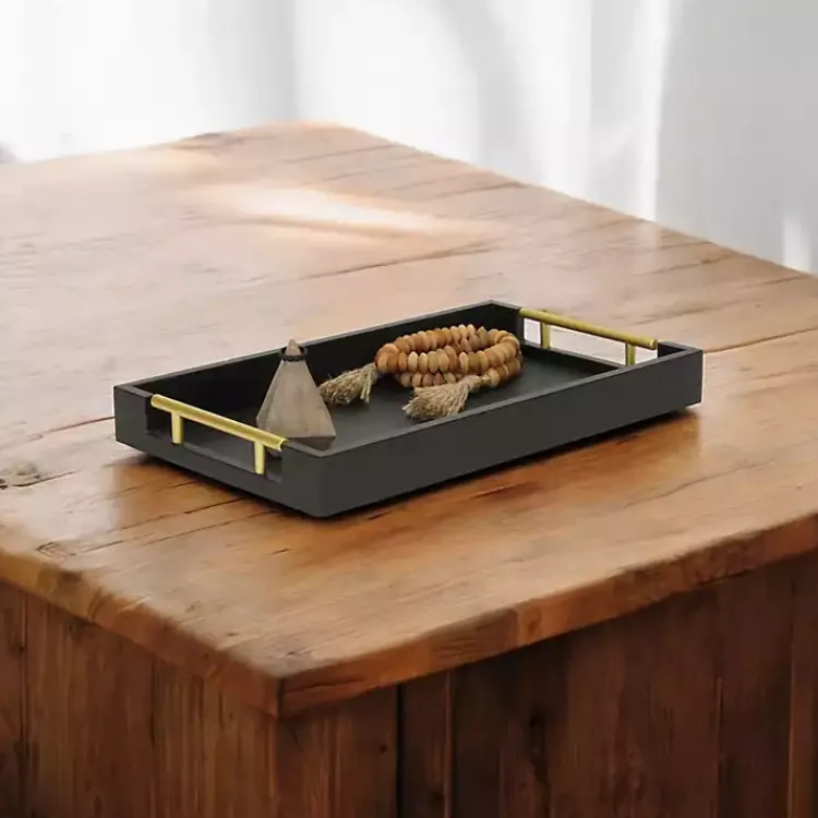 Decorative Trays>Kirklands Home Faux Leather Snakeskin Tray Black