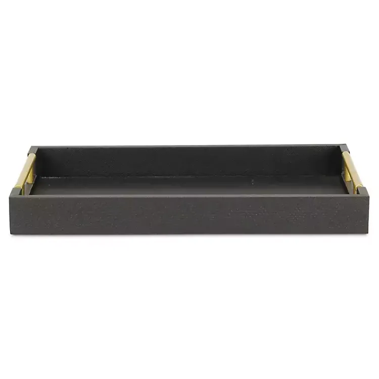 Decorative Trays>Kirklands Home Faux Leather Snakeskin Tray Black