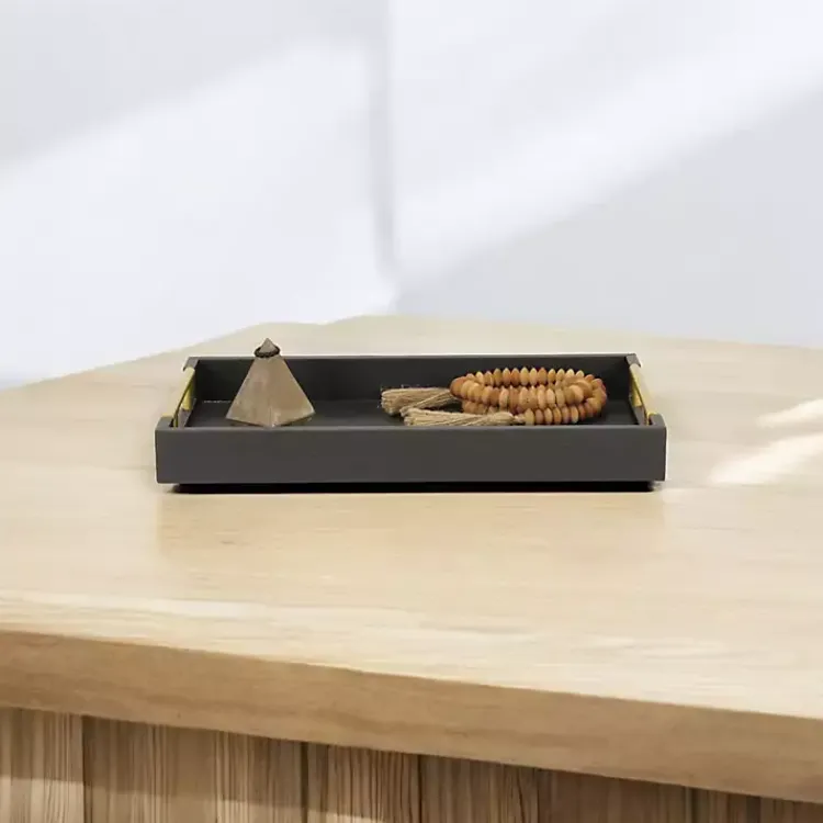 Decorative Trays>Kirklands Home Faux Leather Snakeskin Tray Black