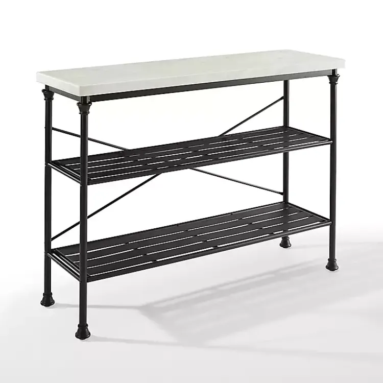 Kirklands Home Faux Marble Top 3-Tier Melody Console Table Black Hot