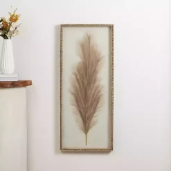 Kirklands Home Faux Pampas Grass Beaded Frame Wall Plaque Tan Best