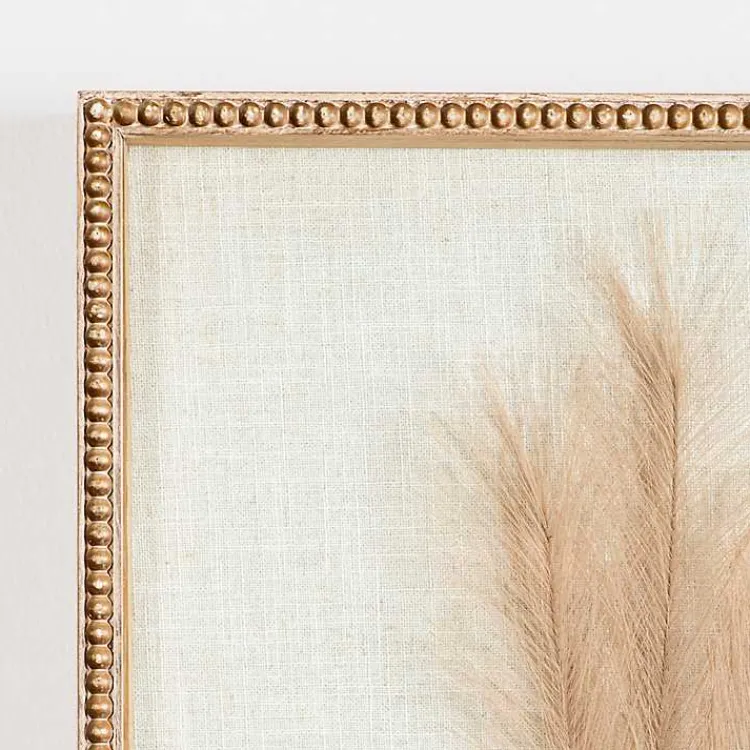 Kirklands Home Faux Pampas Grass Beaded Frame Wall Plaque Tan Best