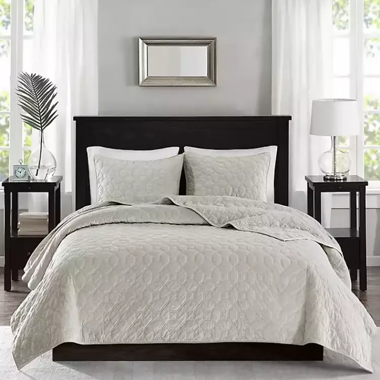 Kirklands Home Faux Velvet California King 3-pc. Coverlet Set White Discount