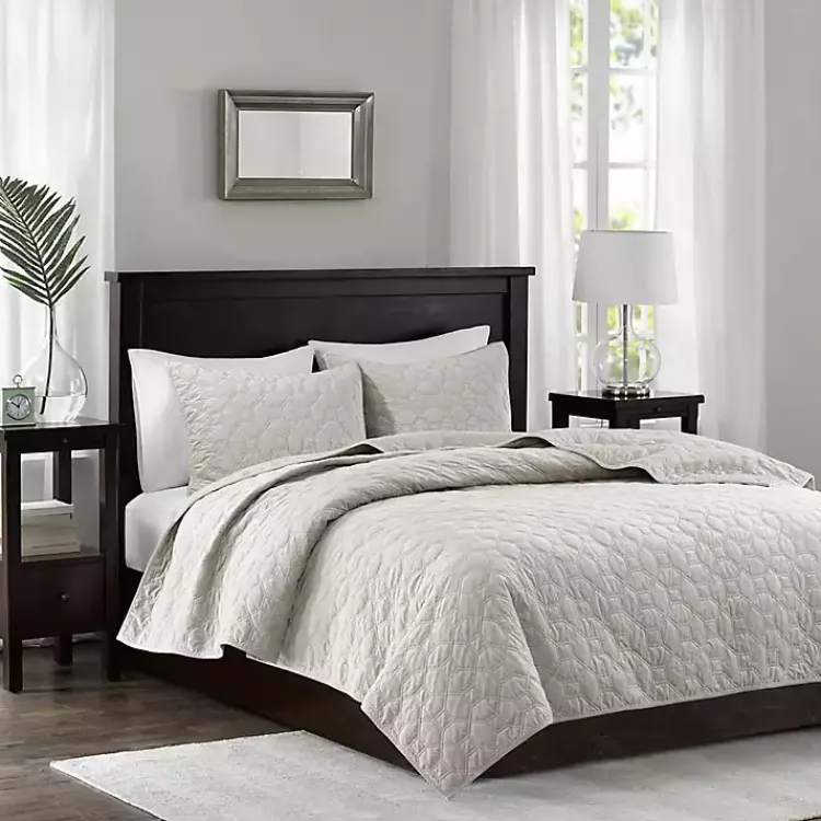 Kirklands Home Faux Velvet California King 3-pc. Coverlet Set White Discount