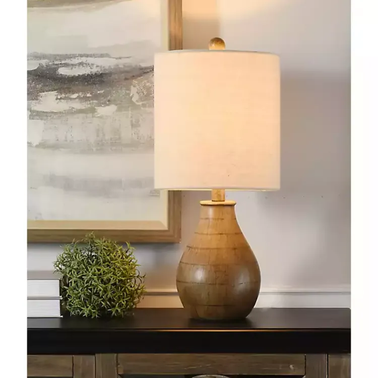 Kirklands Home Faux Wood Accent Table Lamp White Online