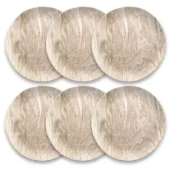 Kirklands Home Faux Wood Melamine Dinner Plates, Set of 6 Tan Sale