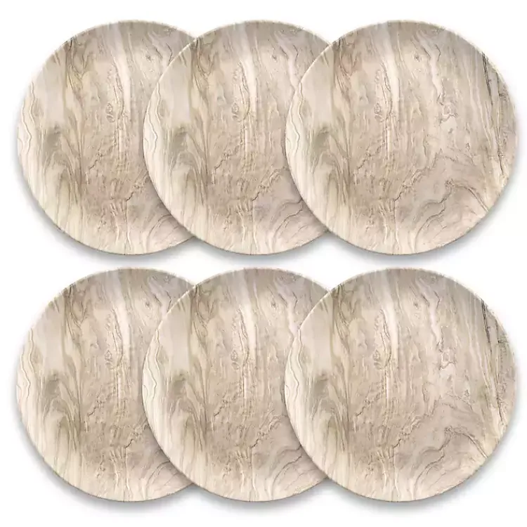 Kirklands Home Faux Wood Melamine Dinner Plates, Set of 6 Tan Sale