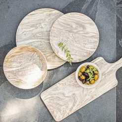 Kirklands Home Faux Wood Melamine Dinner Plates, Set of 6 Tan Sale