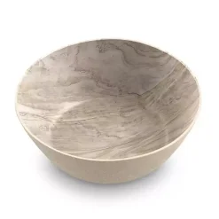 Kirklands Home Faux Wood Melamine Low Bowls, Set of 6 Tan New