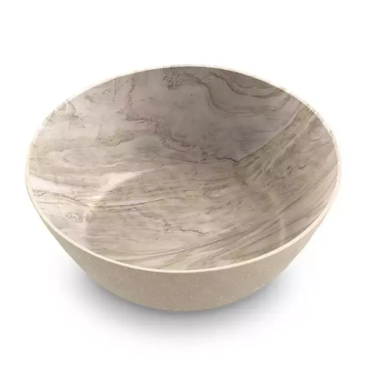 Kirklands Home Faux Wood Melamine Low Bowls, Set of 6 Tan New