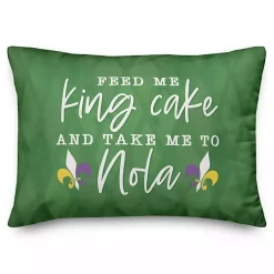 Mardi Gras Decorations>Kirklands Home Feed Me King Cake Lumbar Pillow
