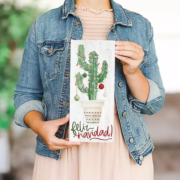 Christmas Art & Wall Decor>Kirklands Home Feliz Navidad Cactus Wall Plaque