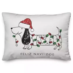 Christmas Pillows>Kirklands Home Feliz Navi-Dog Lumbar Pillow
