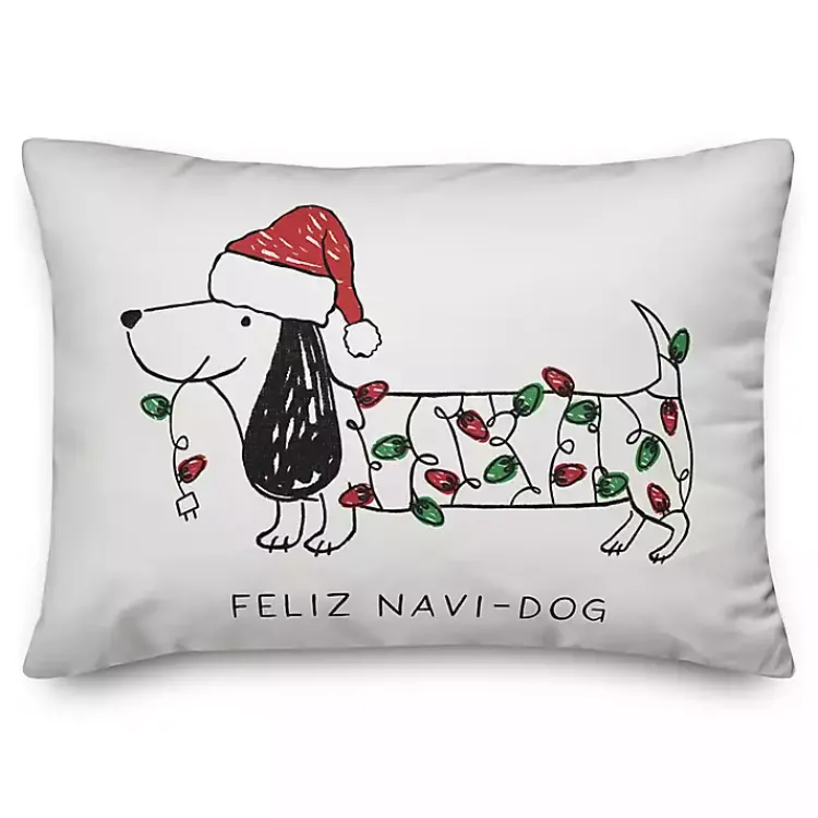 Christmas Pillows>Kirklands Home Feliz Navi-Dog Lumbar Pillow