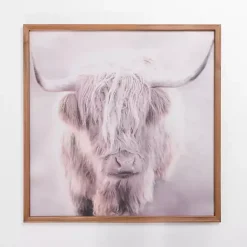Kirklands Home Felt Highland Cow Framed Art Print Gray Clearance