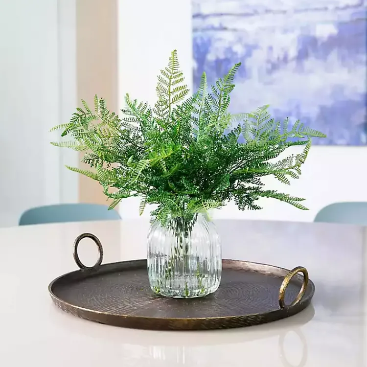 Arrangements & Greenery>Kirklands Home Fern Arrangement in Textured Glass Vase Green