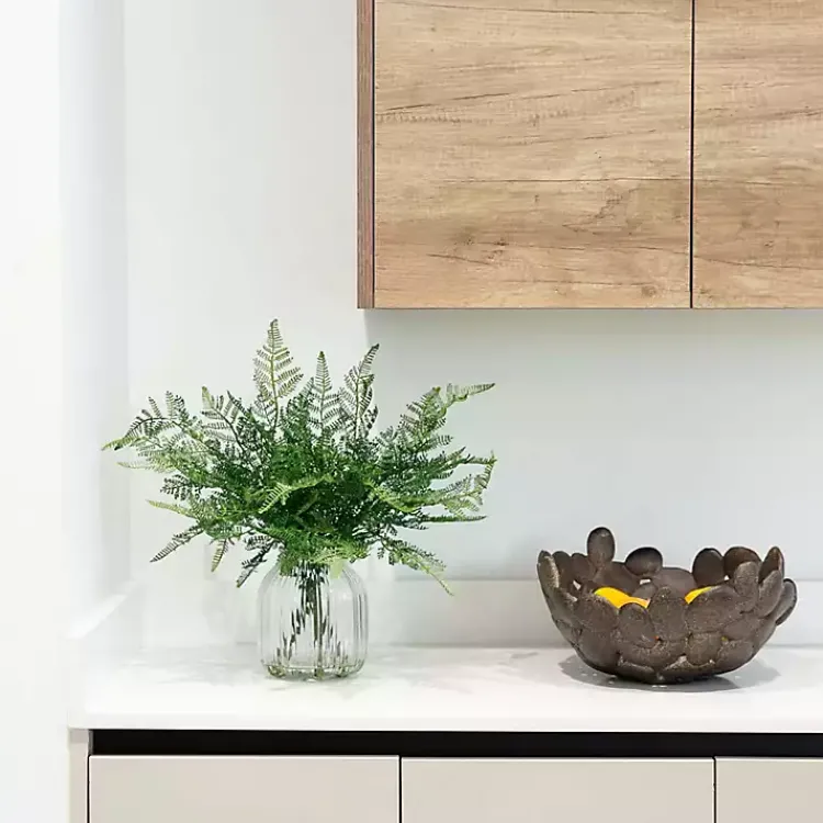 Arrangements & Greenery>Kirklands Home Fern Arrangement in Textured Glass Vase Green