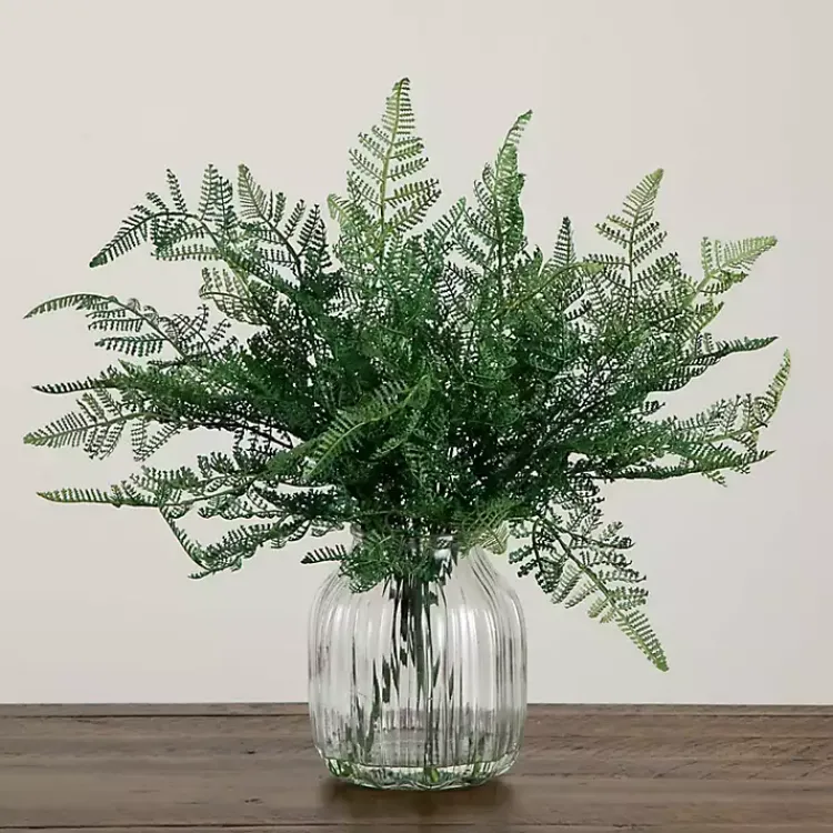 Arrangements & Greenery>Kirklands Home Fern Arrangement in Textured Glass Vase Green