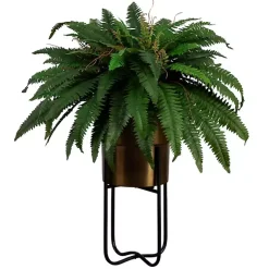 Arrangements & Greenery>Kirklands Home Fern in Gold Metal Planter Green