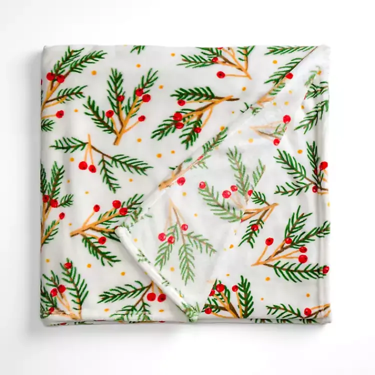 Blankets & Throws>Kirklands Home Festive Holly Plush Throw