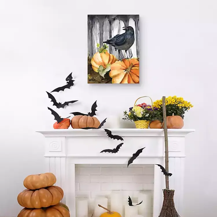 Fall>Kirklands Home Festive Raven Pumpkins Harvest Wall Art