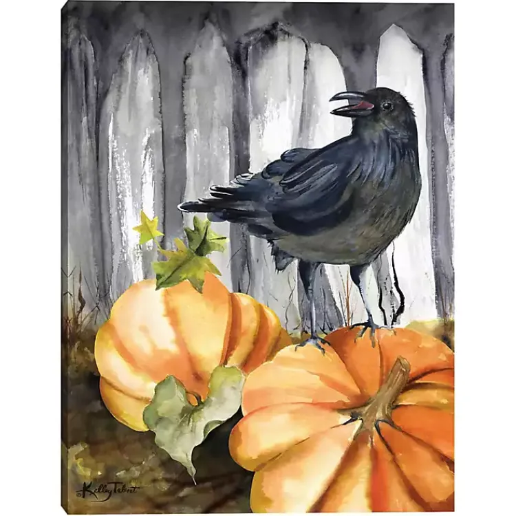 Fall>Kirklands Home Festive Raven Pumpkins Harvest Wall Art