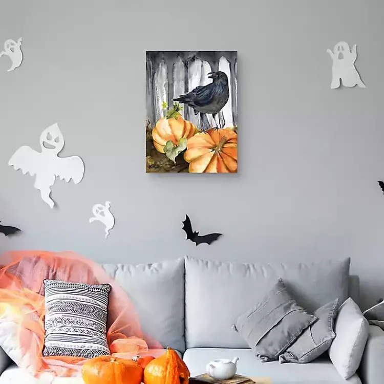 Fall>Kirklands Home Festive Raven Pumpkins Harvest Wall Art