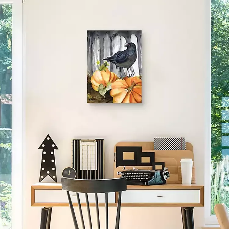 Fall>Kirklands Home Festive Raven Pumpkins Harvest Wall Art