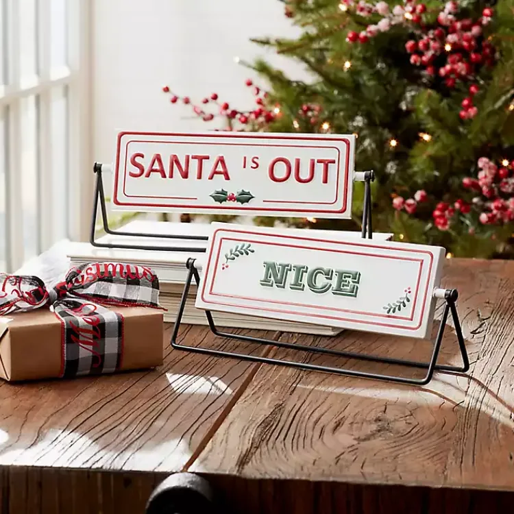 Christmas Decorations>Kirklands Home Festive Reversible 2-pc. Christmas Sign Set