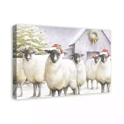 Christmas Art & Wall Decor>Kirklands Home Festive Sheep Christmas Canvas Art Print