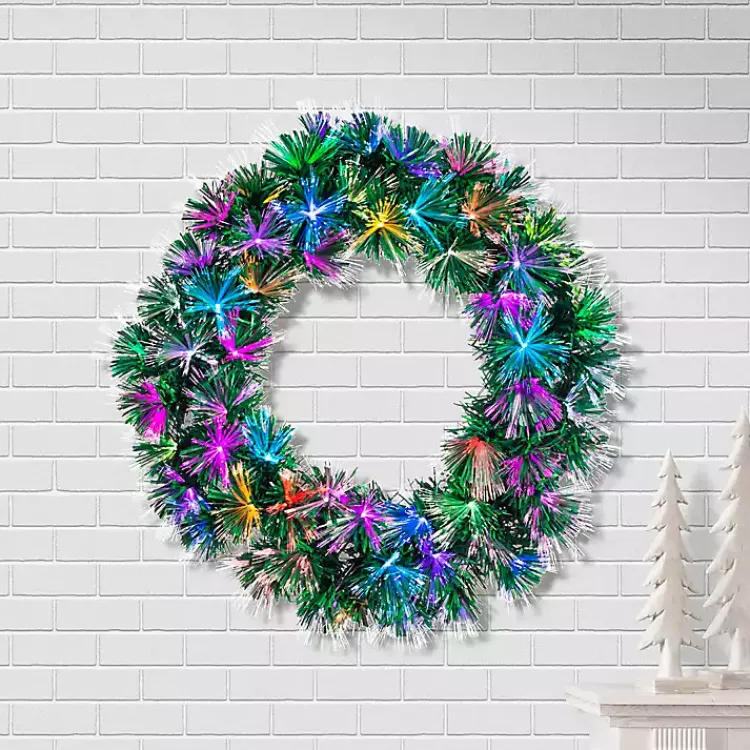 Christmas Wreaths>Kirklands Home Fiber Optic Color Changing Christmas Wreath Green