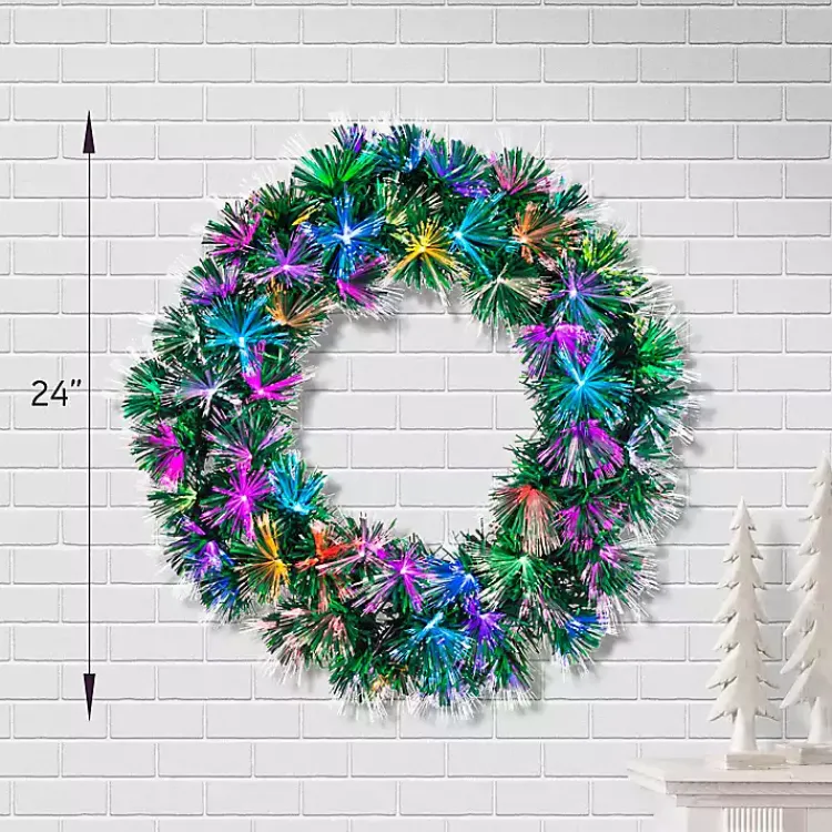 Christmas Wreaths>Kirklands Home Fiber Optic Color Changing Christmas Wreath Green