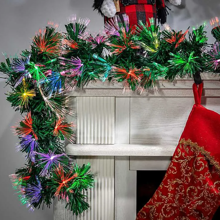Christmas Arrangements & Garland>Kirklands Home Fiber Optic Color Changing Christmas Garland Green