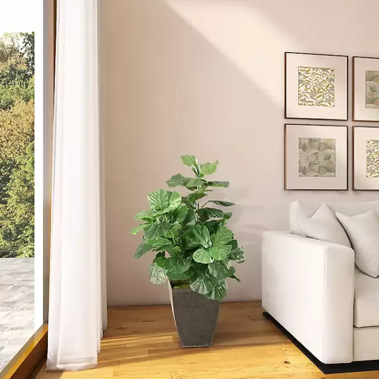 Trees & Topiaries>Kirklands Home Fiddle Leaf Fig Tree in Black Planter, 4 ft.
