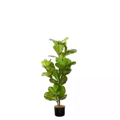 Trees & Topiaries>Kirklands Home Fiddle Leaf Fig Tree in Black Pot, 4 ft.